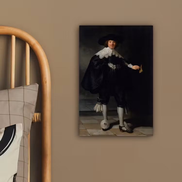 Het huwelijksportret van Marten Soolmans - Rembrandt van Rijn canvas 2cm klein -sfeer3