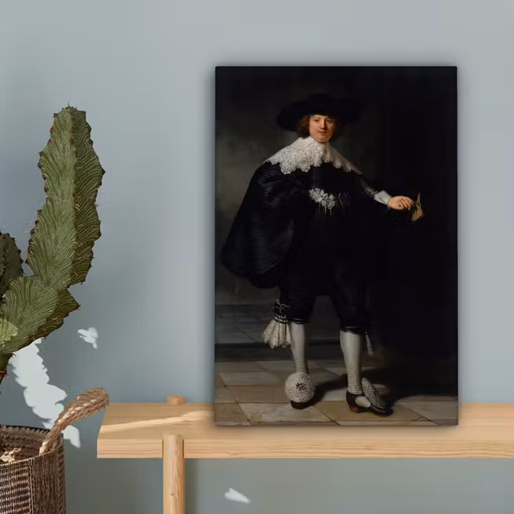 Het huwelijksportret van Marten Soolmans - Rembrandt van Rijn canvas 2cm klein -sfeer4