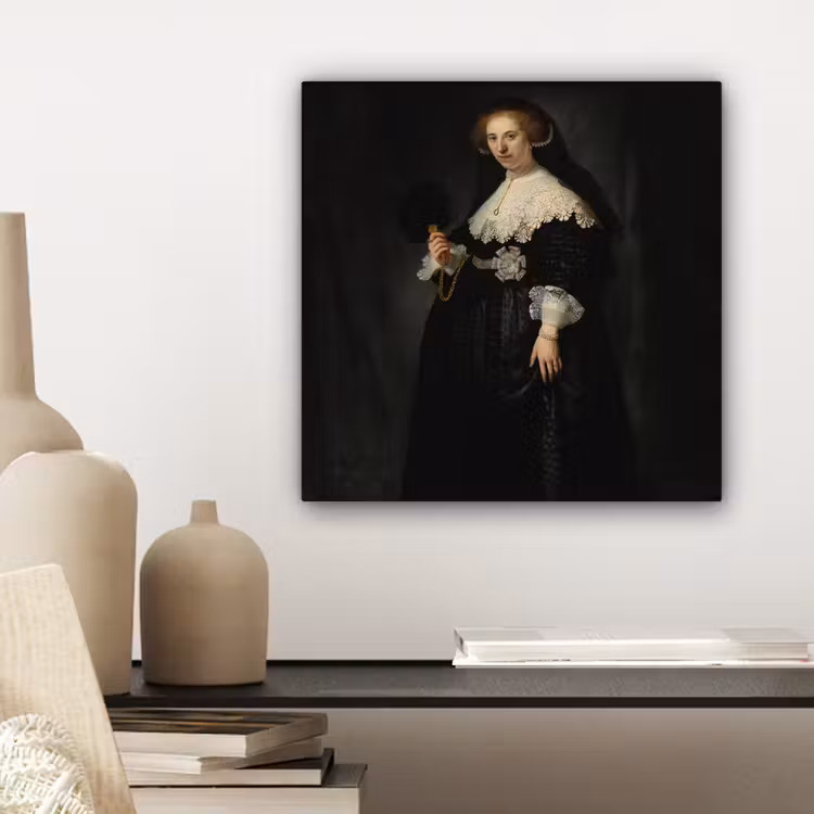 Het huwelijksportret van Oopjen Coppit - Rembrandt van Rijn canvas 2cm klein -sfeer6