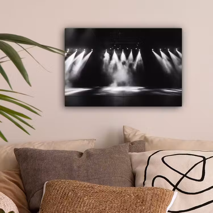 Theaterzaal - Mist - Spotlights - Zwart canvas 2cm klein -sfeer1