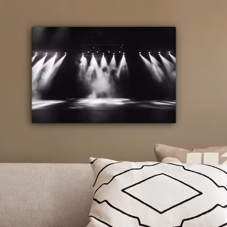 Theaterzaal - Mist - Spotlights - Zwart canvas 2cm klein -sfeer3