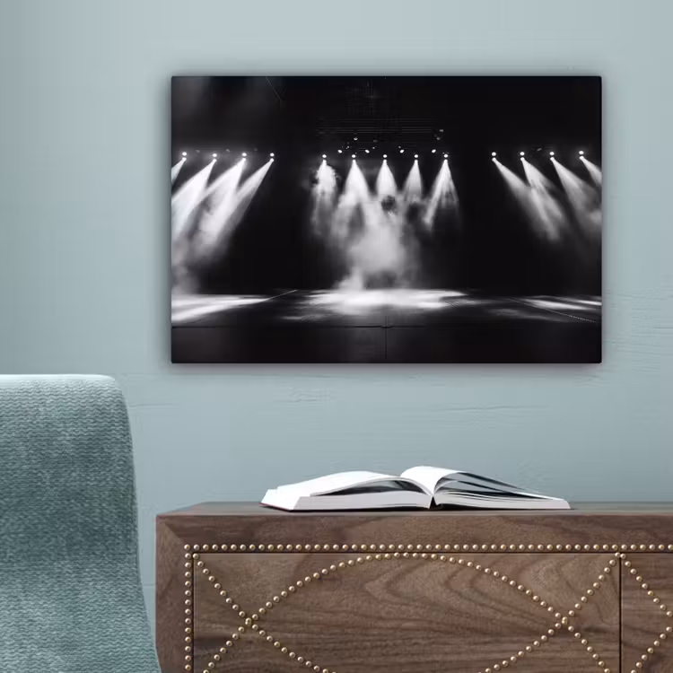 Theaterzaal - Mist - Spotlights - Zwart canvas 2cm klein -sfeer4