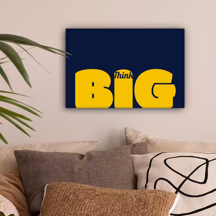 Think big - Blauw - Geel canvas 2cm klein -sfeer1