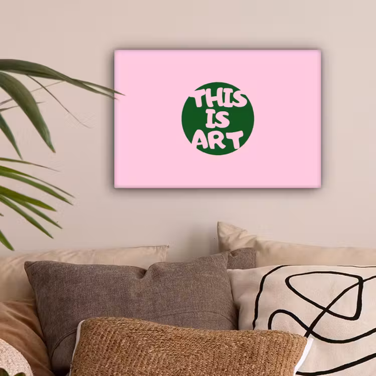 This is art - Tekst - Cirkel - Groen canvas 2cm klein -sfeer1