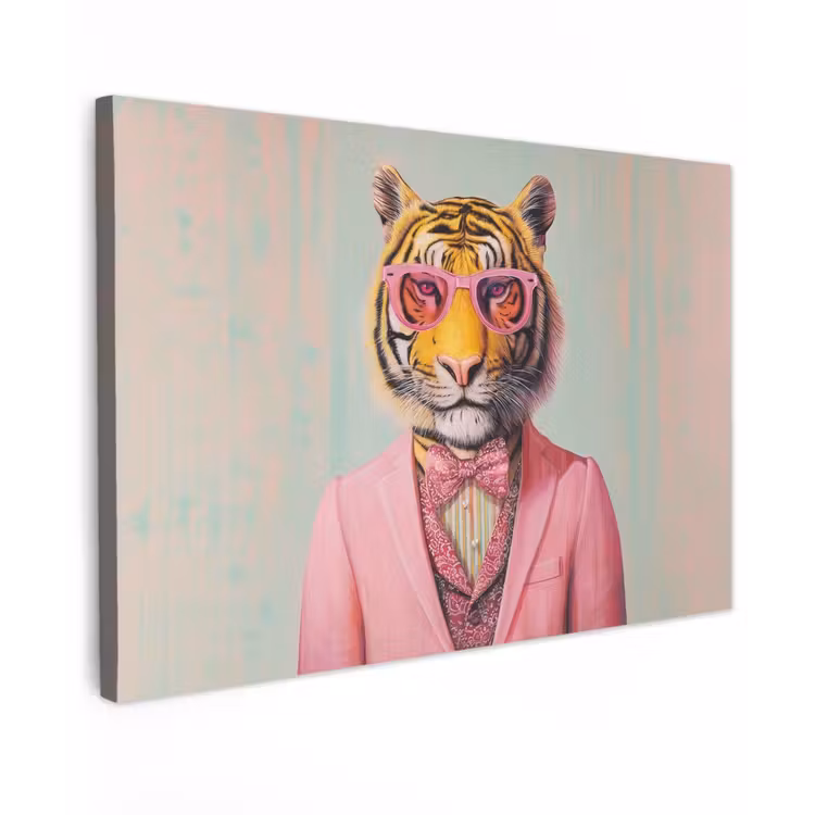 Tijger - Strik - Jasje - Roze canvas 2cm klein -z3d