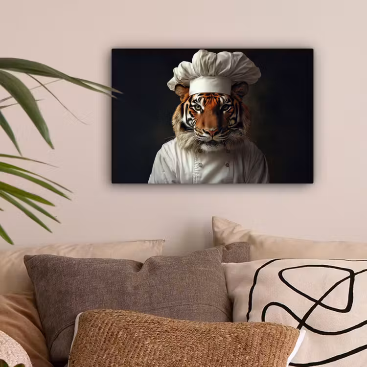 Tijger - Kokskleding - Bruin canvas 2cm klein -sfeer1