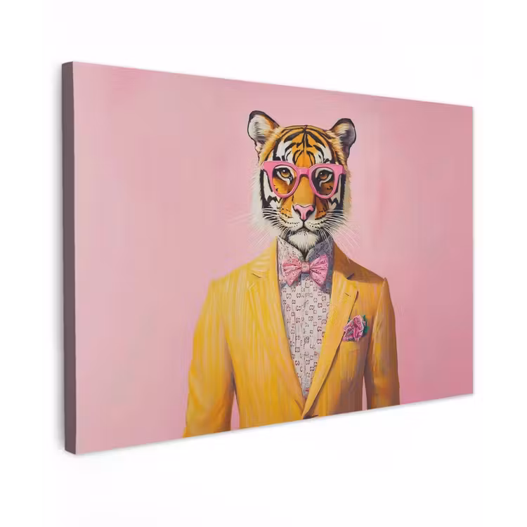Tijger - Bril - Geel - Jasje canvas 2cm klein -z3d