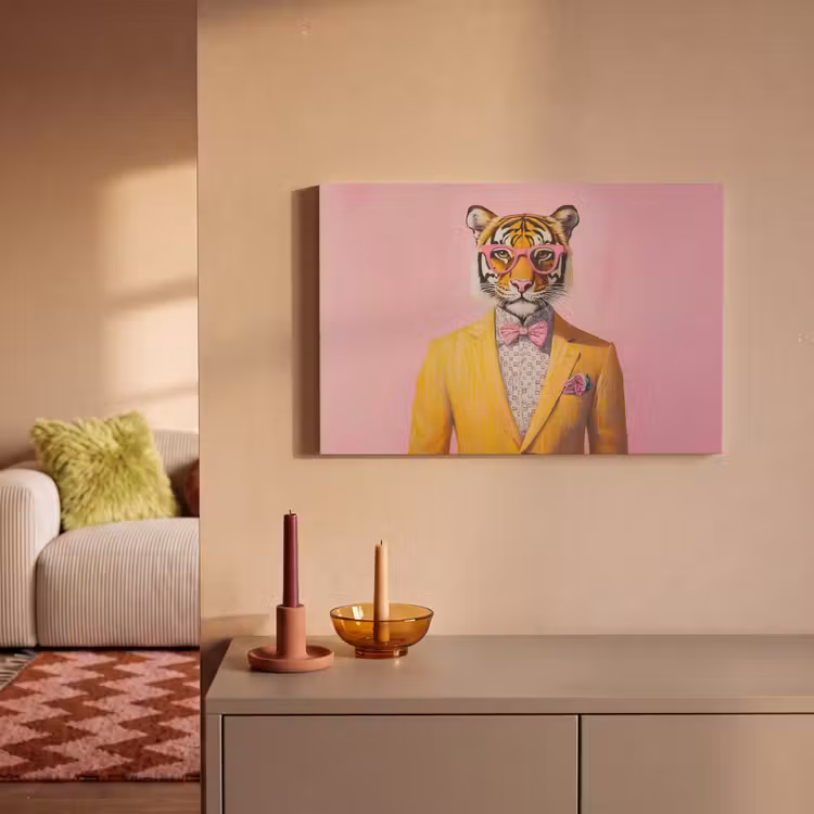 Tijger - Bril - Geel - Jasje canvas 2cm klein -sfeer1