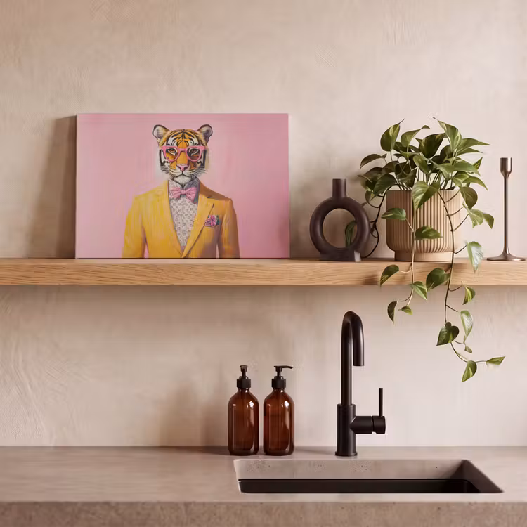 Tijger - Bril - Geel - Jasje canvas 2cm klein -sfeer3