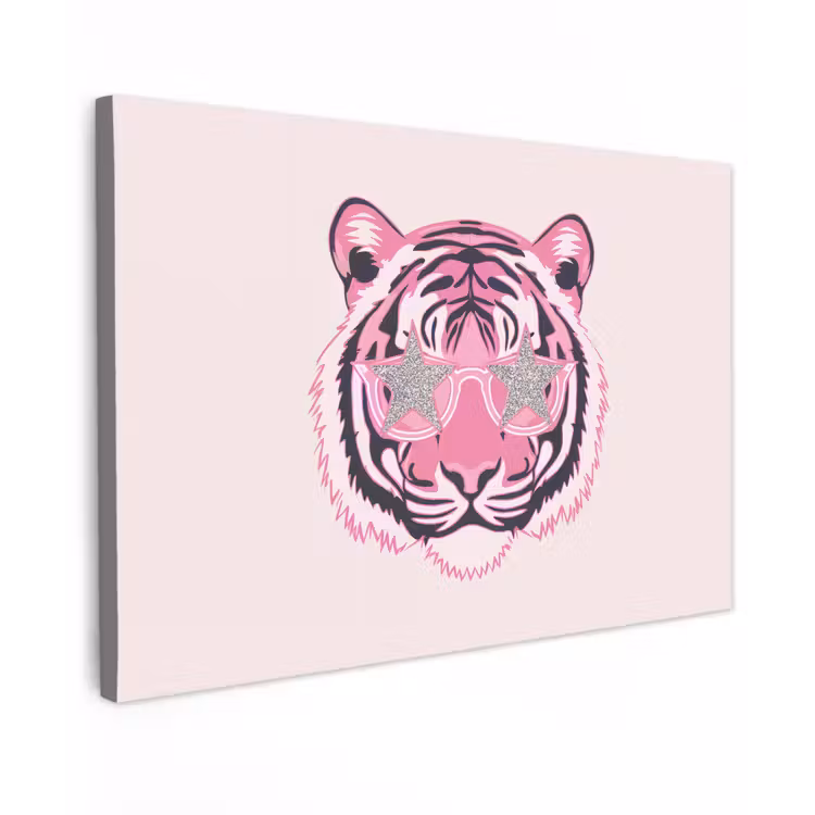 Tijger - Glitterzonnebril - Roze canvas 2cm klein -z3d