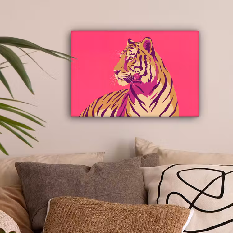 Tijger - Modern - Neon canvas 2cm klein -sfeer1