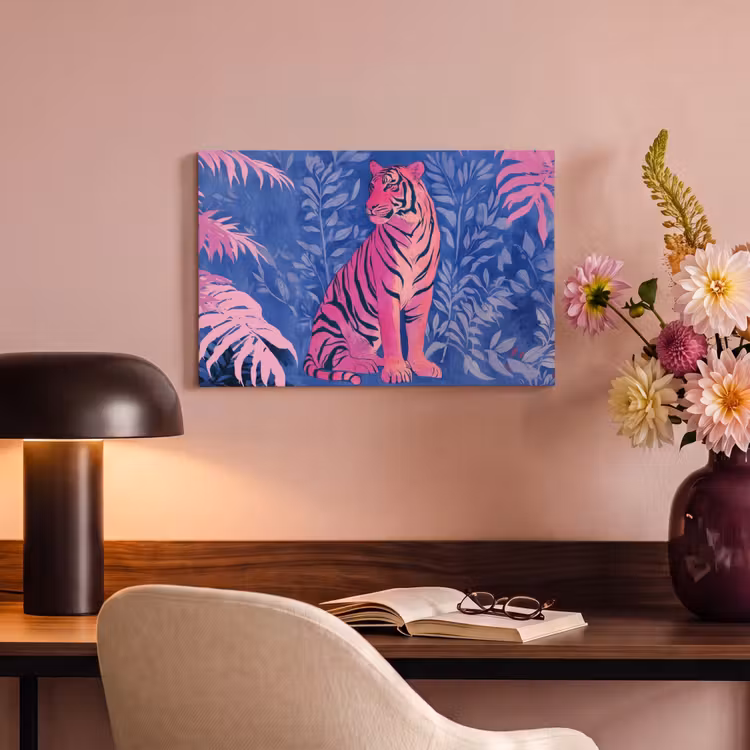 Tijger - Roze - Bladeren - Jungle canvas 2cm klein -sfeer4