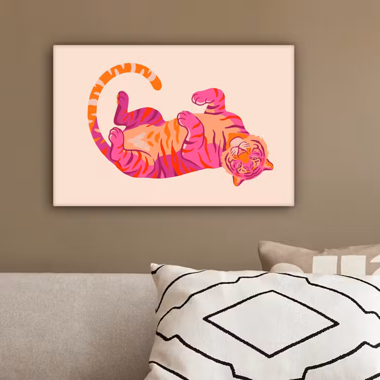 Tijger - Roze - Oranje canvas 2cm klein -sfeer3