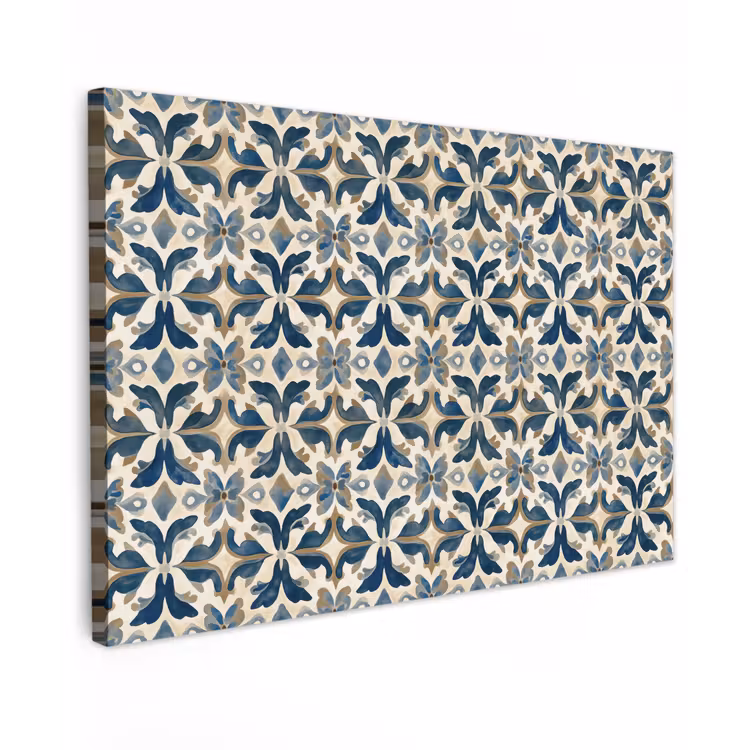 Tegel - Patroon - Blauw - Beige canvas 2cm klein 34 -z3d