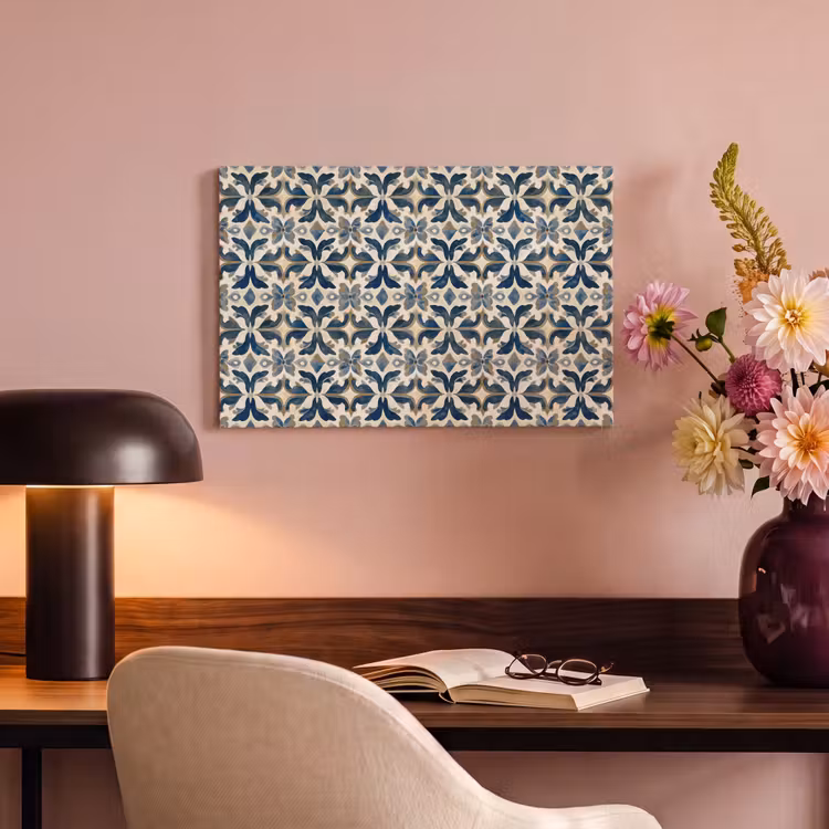 Tegel - Patroon - Blauw - Beige canvas 2cm klein 34 -sfeer4