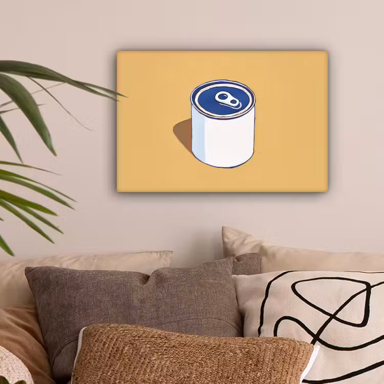 Blikje - Minimalistisch - Blauw - Illustratie canvas 2cm klein -sfeer1