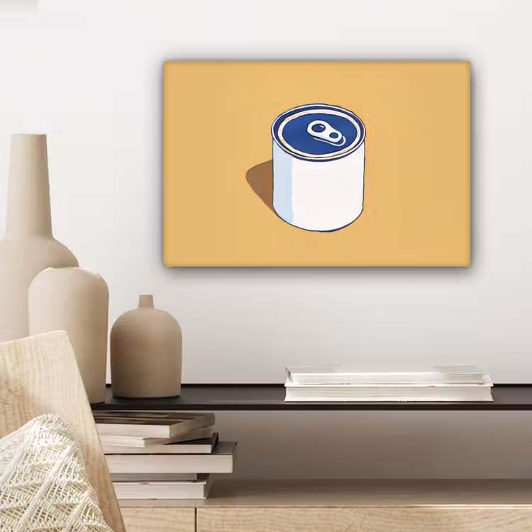 Blikje - Minimalistisch - Blauw - Illustratie canvas 2cm klein -sfeer6