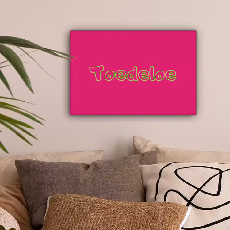Toedeloe - Groen - Roze canvas 2cm klein -sfeer1
