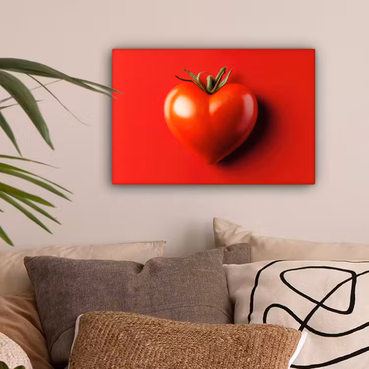 Tomaat - Rood - Hart canvas 2cm klein -sfeer1