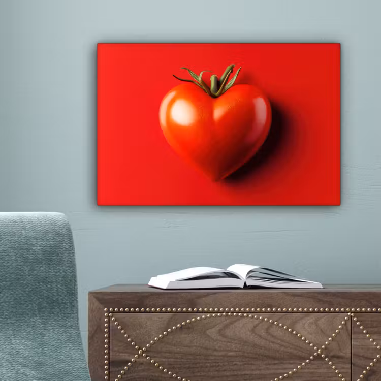 Tomaat - Rood - Hart canvas 2cm klein -sfeer4
