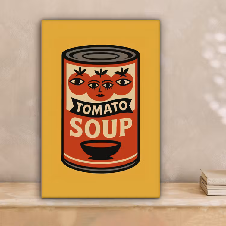 Tomatensoep - Gezichtje - Illustratie - Rood canvas 2cm klein -sfeer1