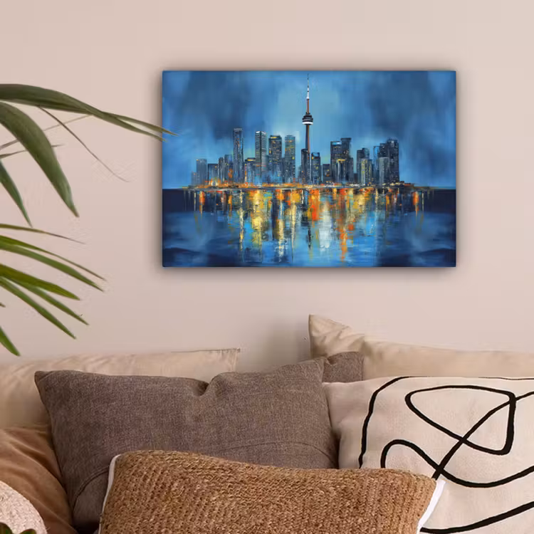 Skyline Toronto - Water - Stadslichten - Toren canvas 2cm klein -sfeer1