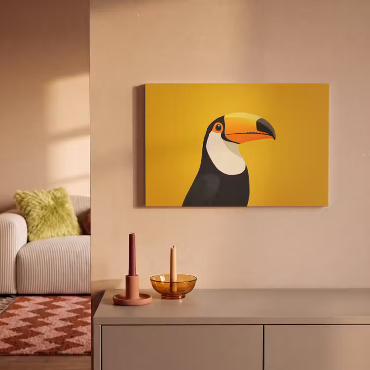 Toekan - Minimalistisch - Snavel - Oranje canvas 2cm klein -sfeer1