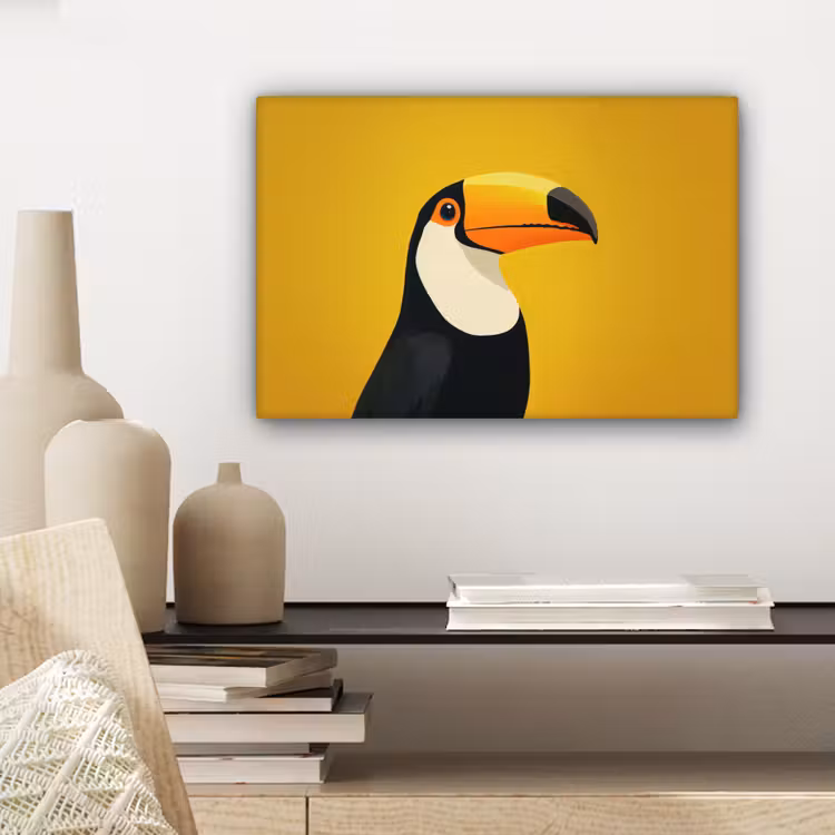 Toekan - Minimalistisch - Snavel - Oranje canvas 2cm klein -sfeer6
