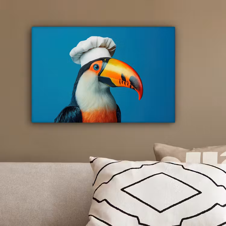 Toekan - Papegaai - Vogel - Koksmuts canvas 2cm klein -sfeer3
