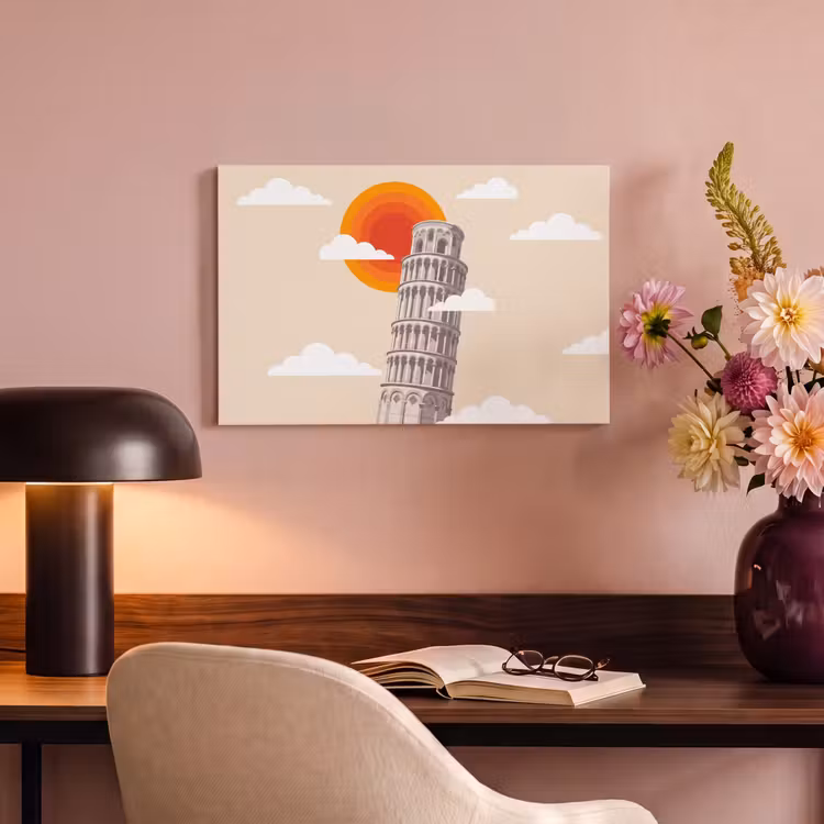 Toren - Pisa - Architectuur - Minimalistisch - Beige canvas 2cm klein -sfeer4