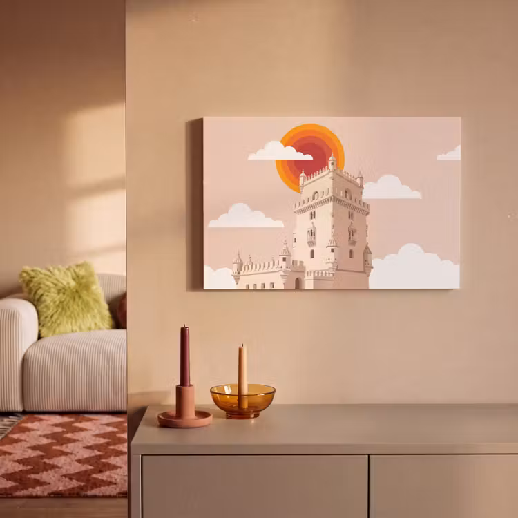 Toren - Rivier - Architectuur - Modern - Oranje canvas 2cm klein -sfeer1