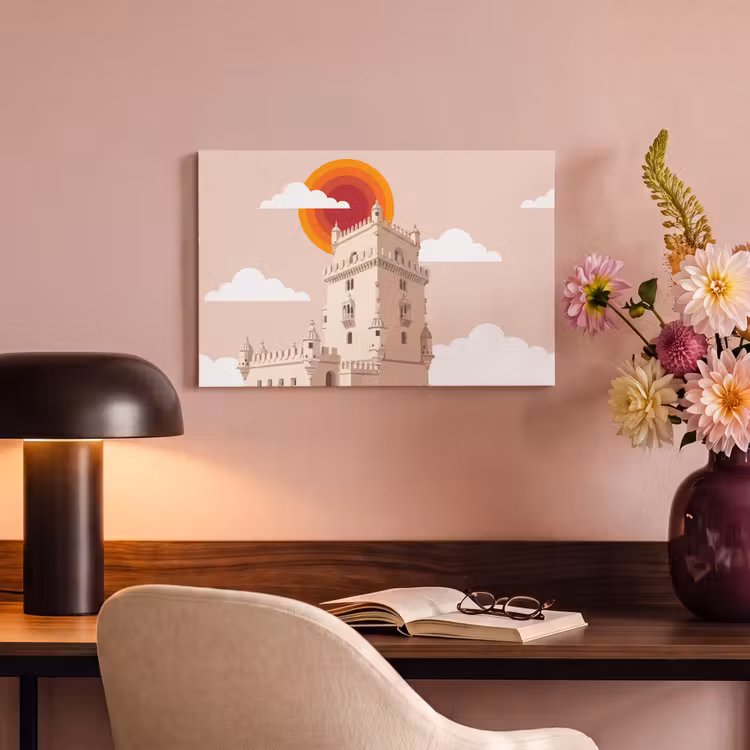 Toren - Rivier - Architectuur - Modern - Oranje canvas 2cm klein -sfeer4