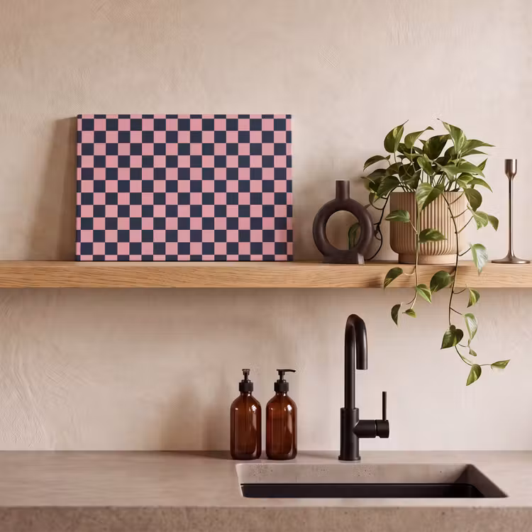 Traditioneel - Patroon - Blauw - Roze canvas 2cm klein 34 -sfeer3