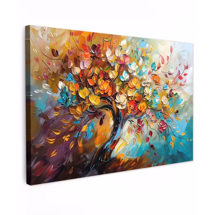 Boom - Abstract - Kleurrijk - Bloemen canvas 2cm klein -z3d