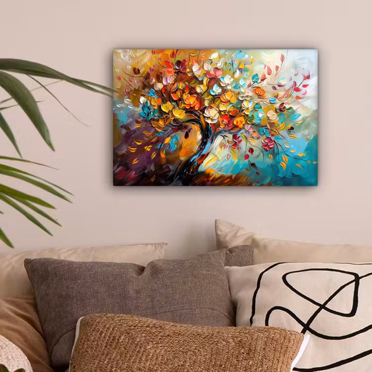Boom - Abstract - Kleurrijk - Bloemen canvas 2cm klein -sfeer1