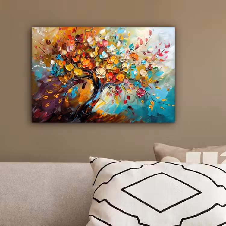 Boom - Abstract - Kleurrijk - Bloemen canvas 2cm klein -sfeer3