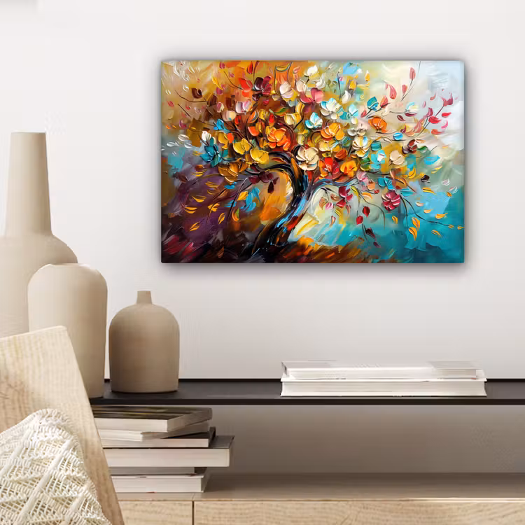 Boom - Abstract - Kleurrijk - Bloemen canvas 2cm klein -sfeer6