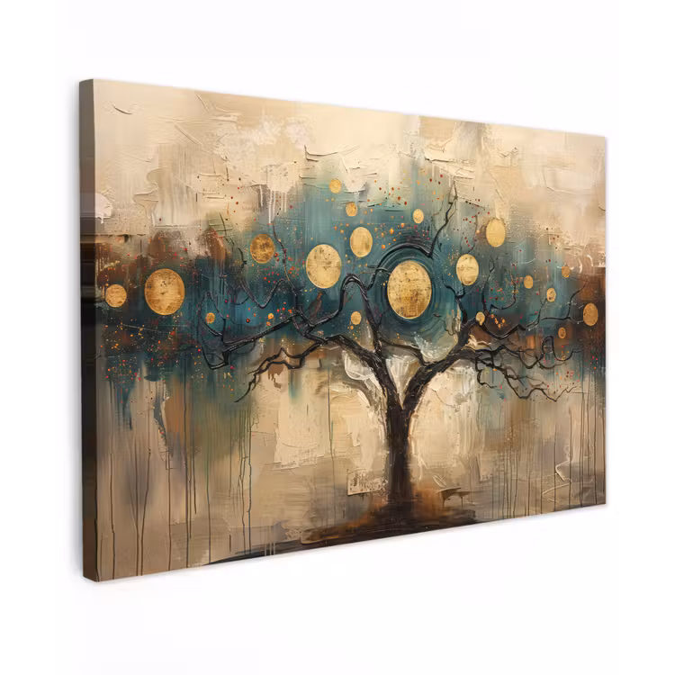 Boom - Kunst - Maan - Watercolor canvas 2cm klein -z3d