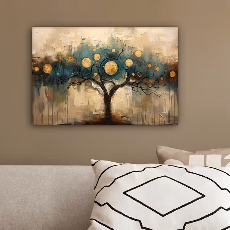 Boom - Kunst - Maan - Watercolor canvas 2cm klein -sfeer3