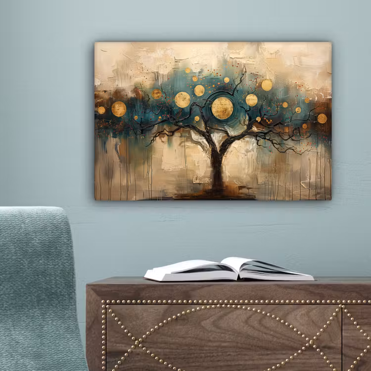 Boom - Kunst - Maan - Watercolor canvas 2cm klein -sfeer4