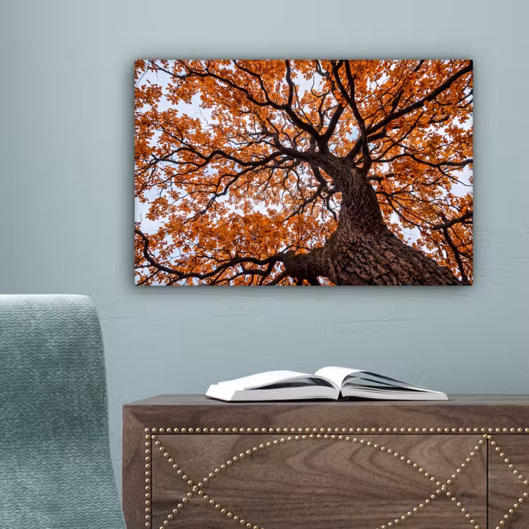 Boom - Bladerdak - Herfst - Oranje - Sfeervol canvas 2cm klein -sfeer4