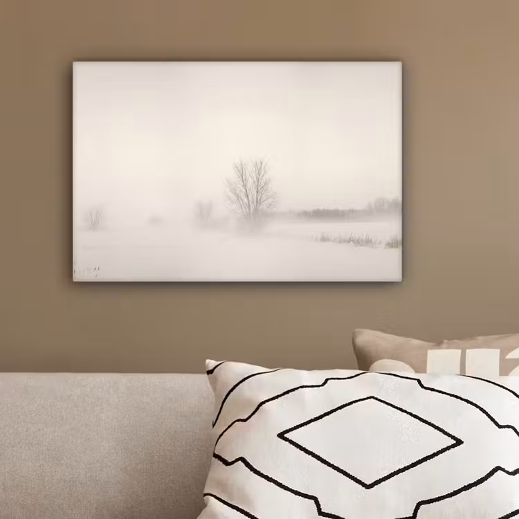 Boom - Mist - Sneeuw - Winter - Minimalistisch canvas 2cm klein -sfeer3