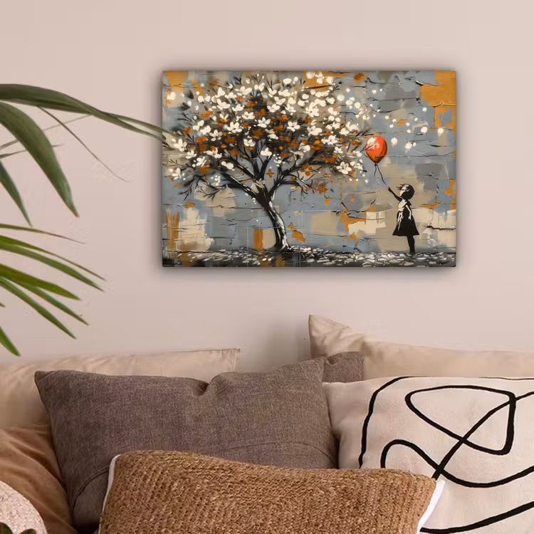 Boom - Graffiti - Banksy Style - Balloon Girl canvas 2cm klein -sfeer1
