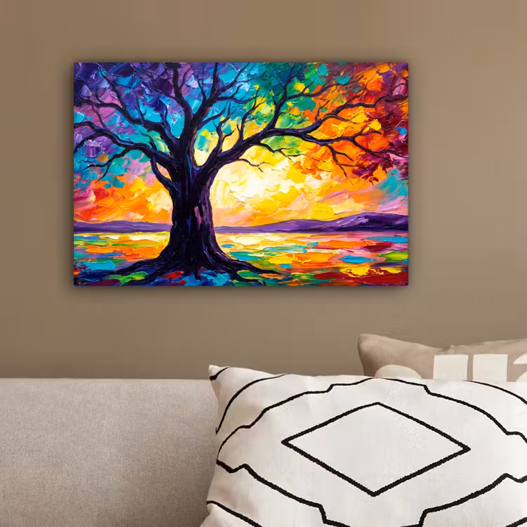 Boom - Landschap - Natuur - Abstract - Kleurrijk canvas 2cm klein -sfeer3