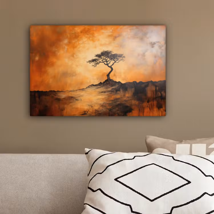 Boom - Landschap - Oranje canvas 2cm klein -sfeer3