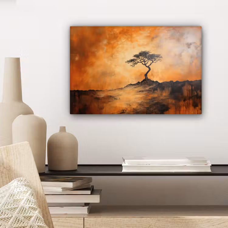Boom - Landschap - Oranje canvas 2cm klein -sfeer6