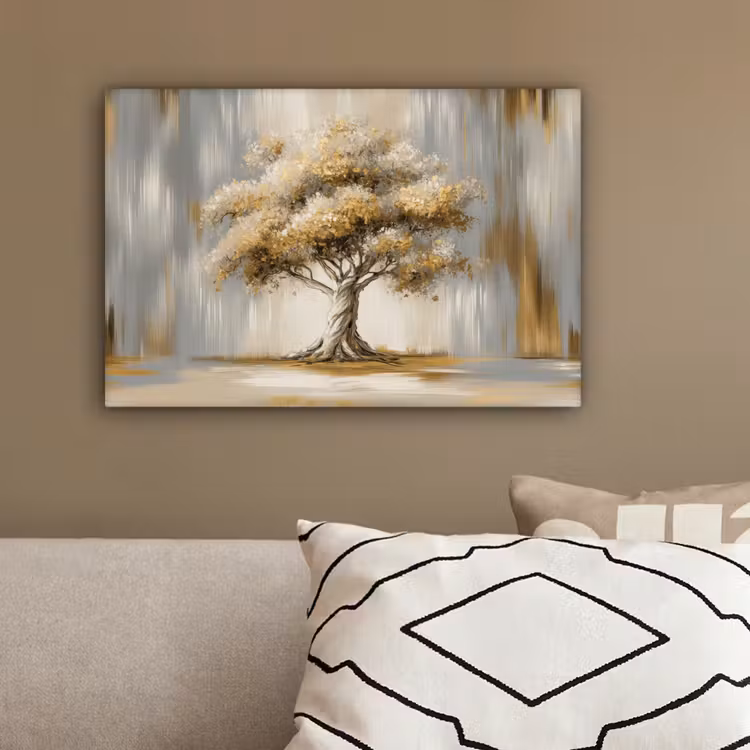 Boom - Bladeren - Abstract - Wit canvas 2cm klein -sfeer3