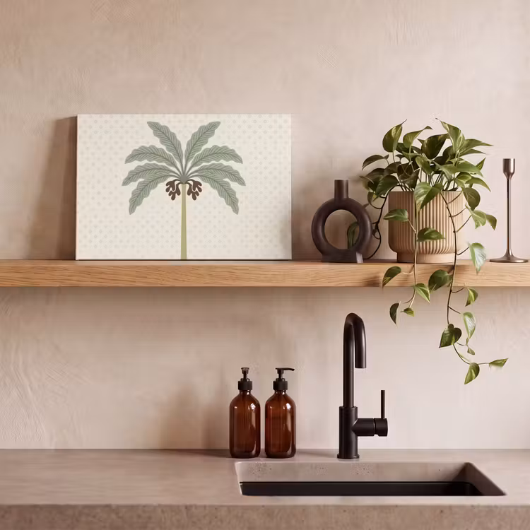 Boom - Bladeren - Groen - Decoratief - Beige canvas 2cm klein -sfeer3