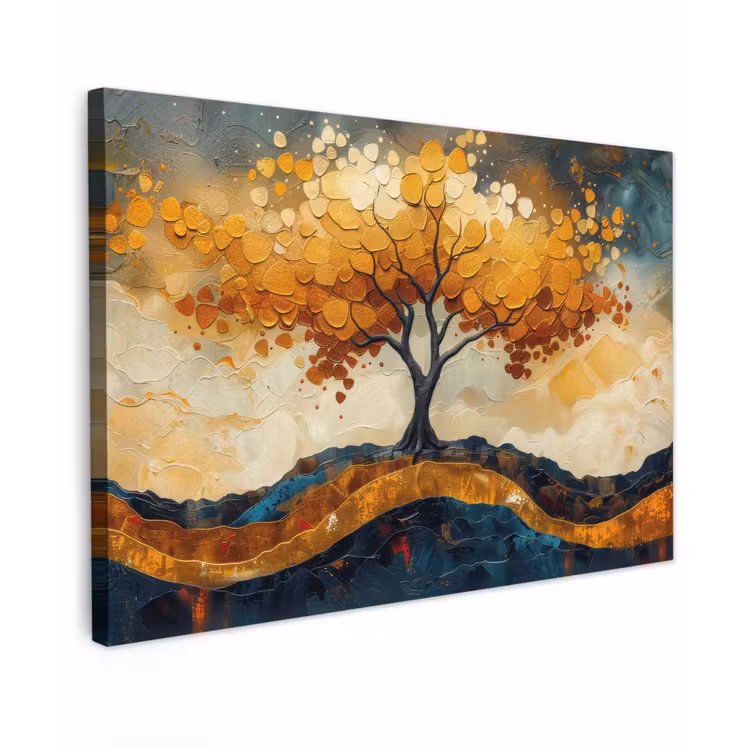 Boom - Natuur - Goud - Modern canvas 2cm klein -z3d