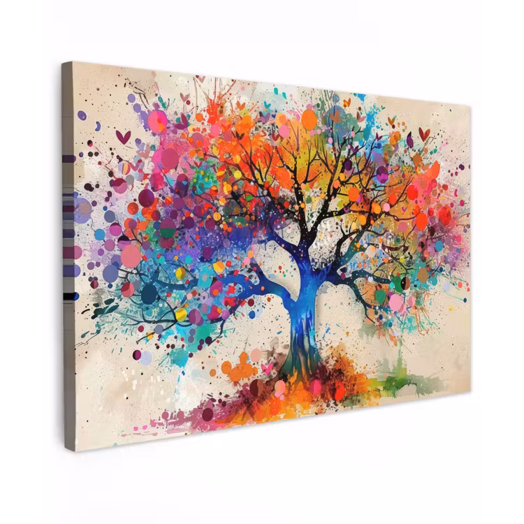 Levensboom - Natuur - Kleurrijk - Boom canvas 2cm klein -z3d